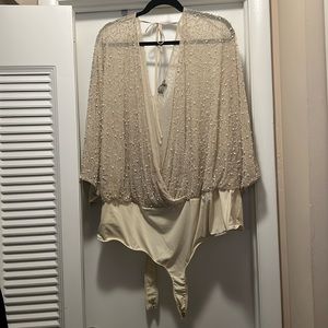 ASOS DESIGN Curve pearl embellished angel wrap body